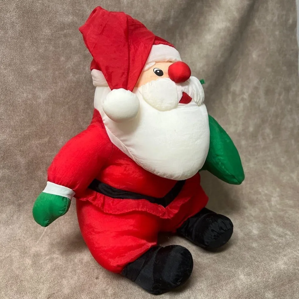 Vintage Nylon Puffalump Santa Claus Christmas Plush Toy